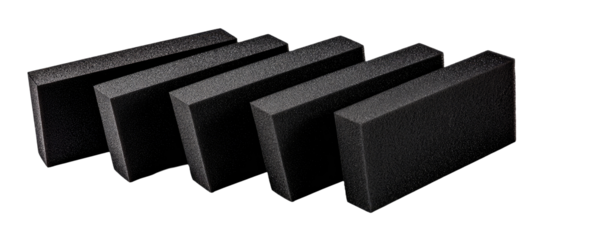 Stack of black acoustic foam panels