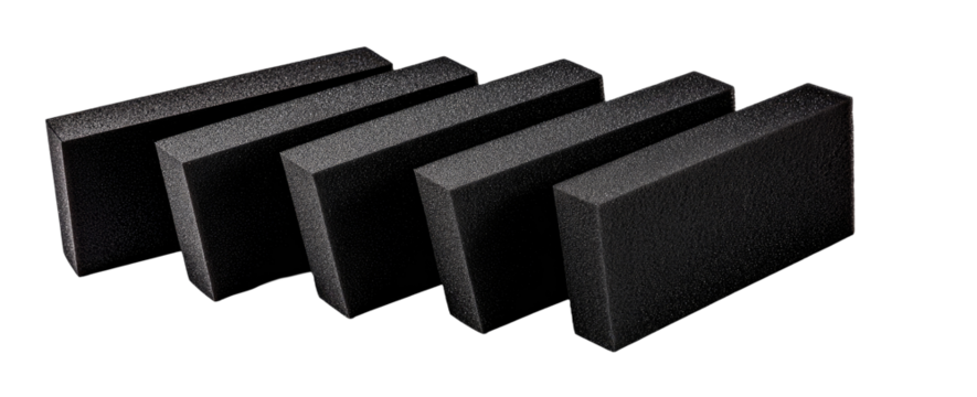 Stack of black acoustic foam panels