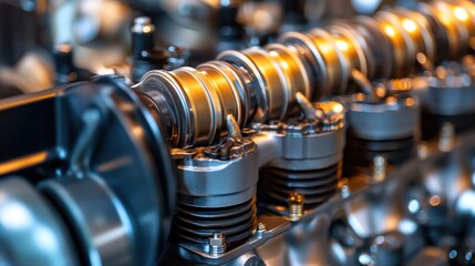 Close-up of Engine's Internal Components: A Detailed Look at Precision Engineering