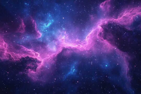 Vibrant neons illuminate the depths of a cosmic nebula with stunning shapes and colors, Triangle Neon This Clip is a Neon go through nebula and camera fly to light in a seamless