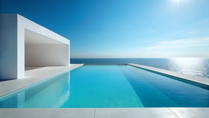 Modern white building with infinity pool