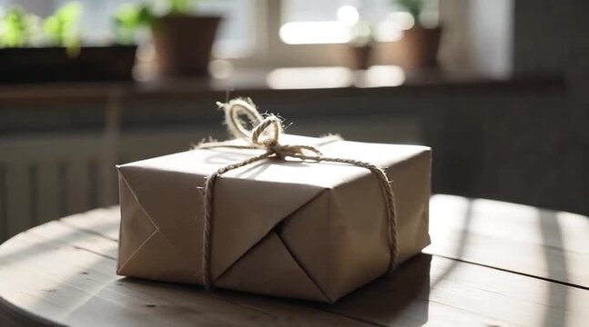 Warm Package Awaits in Sunlit Corner of Peaceful Morning