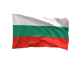 Obraz premium Bulgaria Flag: A vibrantly colored flag of Bulgaria, showcasing its distinctive horizontal stripes of white, green, and red, gently fluttering in the breeze. 