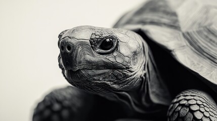 Majestic Galapagos Tortoise: A Black and White Portrait