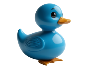 Blue Rubber Duck 3D Cartoon Render