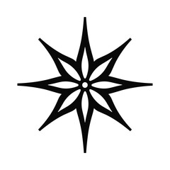 Obraz premium Black eight-pointed star floral symbol icon
