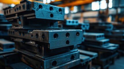 Industrial Metalwork: Stacks of Precision-Engineered Components