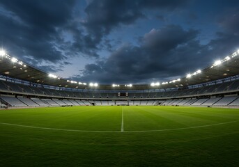 Fototapeta premium Empty stadium at night with bright lights