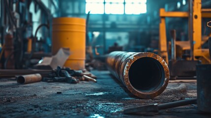 Industrial Steel Pipe in Factory Setting