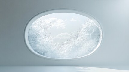 Oval Window: Ocean View, Minimalist Design