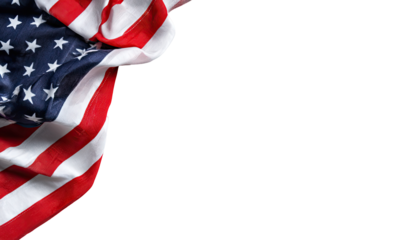 American flag draped corner on black background