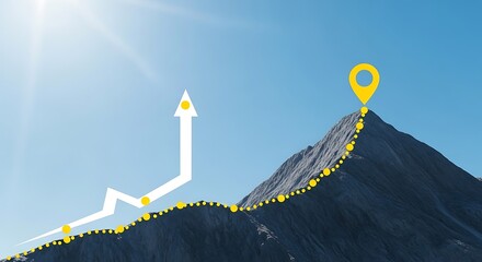 Arrow graph shows progress to mountain peak