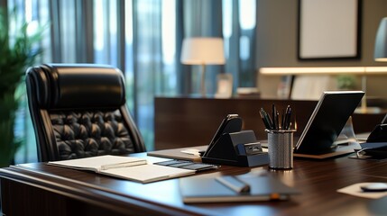 Naklejka premium desk business office closeup