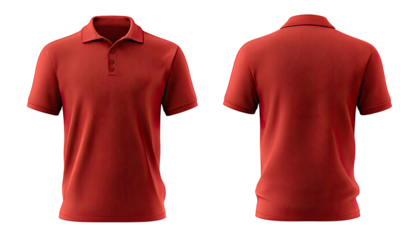 Red polo shirt, front and back view (2)