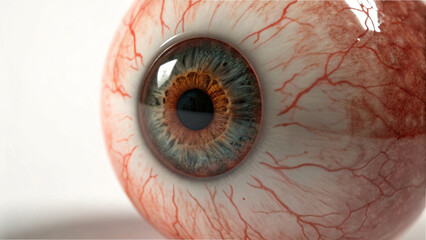 Close-up human eye macro illustration with iris, pupil, and retina for vision