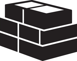 Flat Brick Silhouette Vector Icon in Black | Construction Element Illustration
