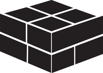 Flat Brick Silhouette Vector Icon in Black | Construction Element Illustration