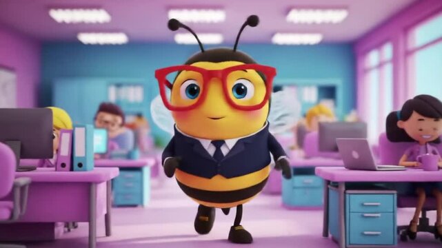 Kartun ilustrasi  lebah dan madu yang imut-imut serta lucu , senang dan seru untuk bisnis atau kartu  ulang tahun 