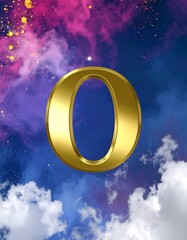 Golden zero on a space backdrop