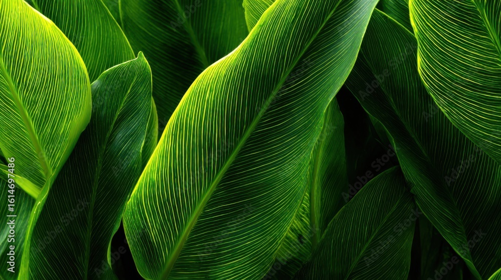 Aufkleber an array of lush green leaves dominate the view, reflecting sunlight and creating a lively atmospher