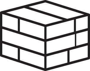 Flat Brick Silhouette Vector Icon in Black | Construction Element Illustration