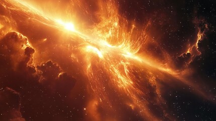 Fiery cosmic genesis, an intense display of celestial luminescence and energy