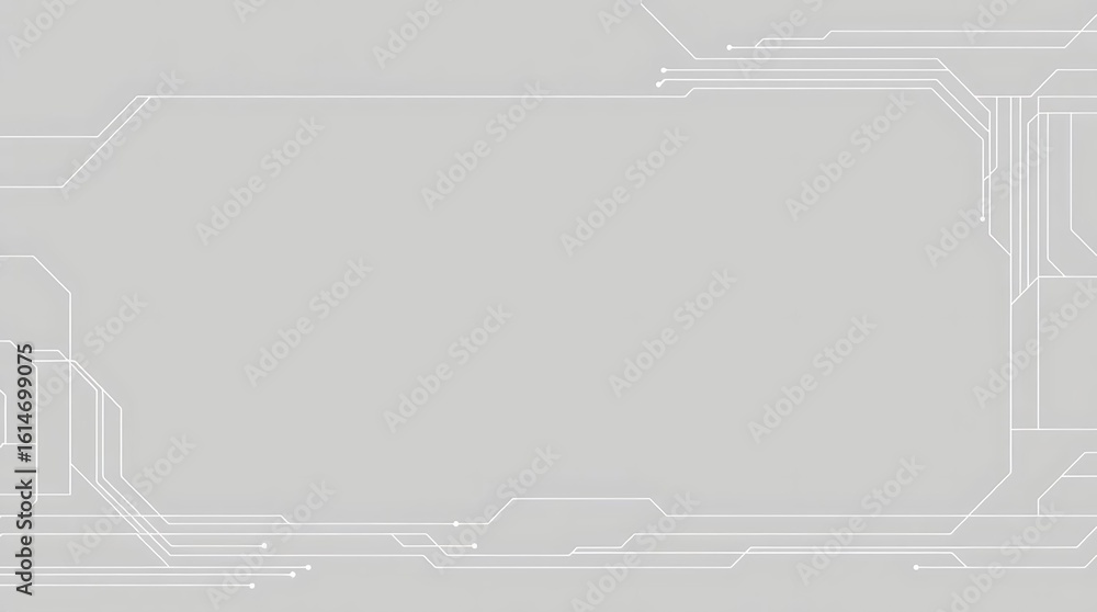 Poster a minimalist technology background composed of clean lines and geometric shapes, rendered in a monoc