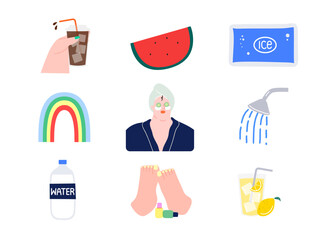 Summer Vacation Vector Illustration Set