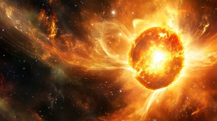 Celestial Inferno: A Cosmic Dance of Light and Energy Across Space
