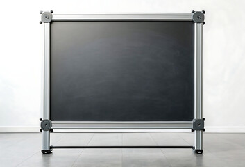 Obraz premium Modern blackboard with metallic industrial frame and black surface
