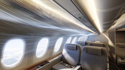 Luxury Airplane Cabin Interior Design:  Modern Seats and Ambient Lighting