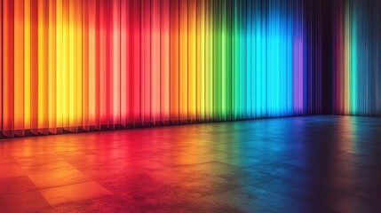 Vibrant spectral panorama illuminating the studio with rainbow luminance