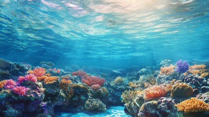 Fototapeta premium turquoise coral reef water color