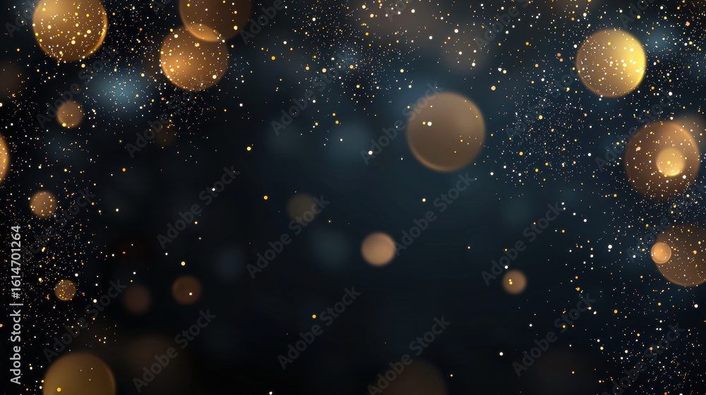 Poster glittering soft golden glitter background with shimmering bokeh lights adding a touch of luxury.