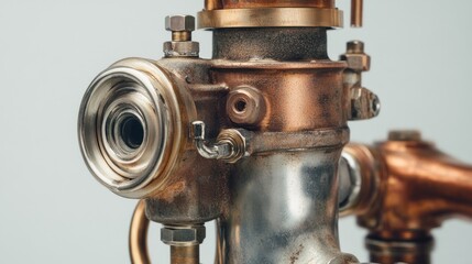 Close-up of a Steampunk-Inspired Mechanical Device