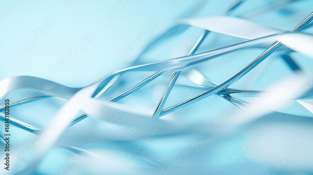 Poster structure abstract metal framework with interwoven beams, forming a dynamic and strong background.
