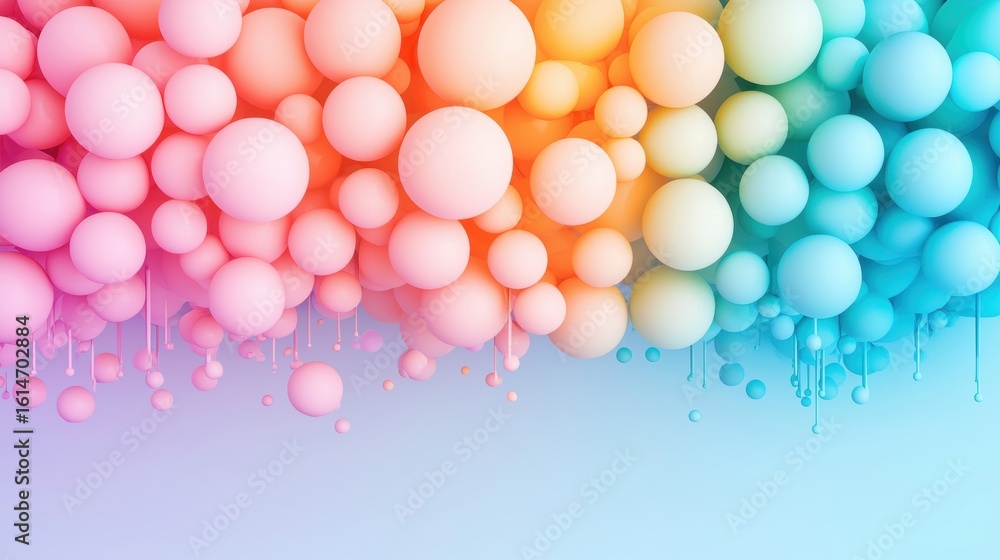 Poster sphere vibrant gradient colored spheres clustered together in an abstract design.