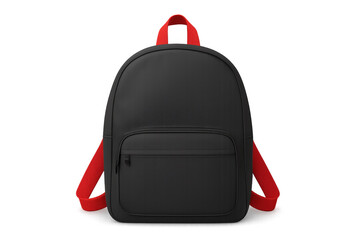 Fototapeta premium Black Backpack with Red Straps Isolated on Transparent Background