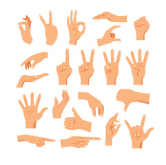 Hand & Finger Signal Icons &ndash; Minimalist Black and White Silhouette Vector Set