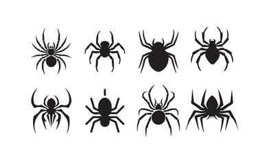 Set vector spider silhouettes icon, Halloween spider symbol design, Isolated Gray Spider Silhouette, vector illustration eps 10.