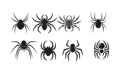 Spider black silhouette vector, Simple silhouette Design vector icon with white background, Scary and dangerous spider with big paws, vector illustration eps 10.
