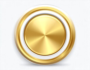 Gold button with white rings.  Shiny, modern design