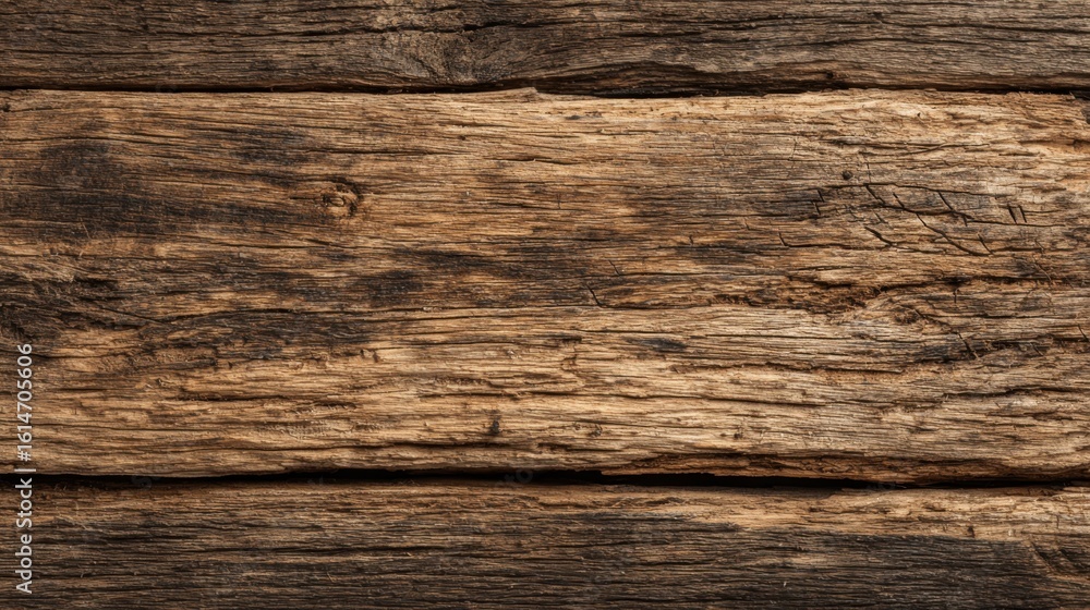 Aufkleber close-up view of weathered wooden planks showing distinct grain patterns and colors. the natural imp