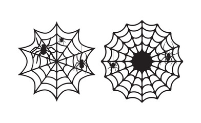 Halloween spiders and web silhouette design, Spider web black silhouette icon, spider, leaf, monochrome, vector illustration eps 10