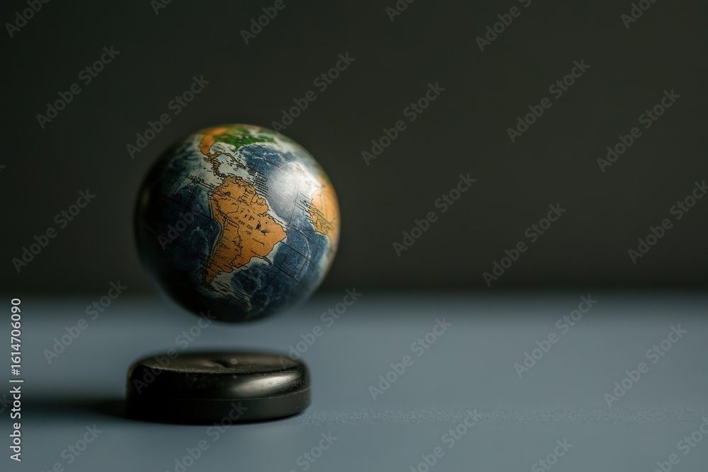 Aufkleber shapes and off button surround a globe illustrating global concepts and functionalities, off button 