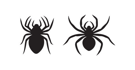 Spider black silhouette vector, Simple silhouette Design vector icon with white background, Scary and dangerous spider with big paws, vector illustration eps 10.