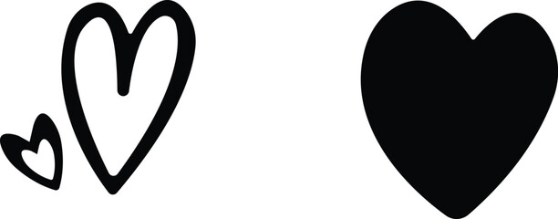 Art & IllustrationHeart icon set.Collection of heart illustration with different style. Heart shape Isolated on white background.A flat color heart set icon editable. Grunge rough brush stroke romance