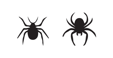 Black spider icon with sharp legs and bold outline, black spider silhouettes on a white background, vector illustration eps 10.