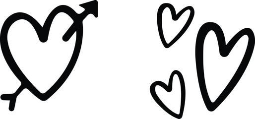 Art & IllustrationHeart icon set.Collection of heart illustration with different style. Heart shape Isolated on white background.A flat color heart set icon editable. Grunge rough brush stroke romance