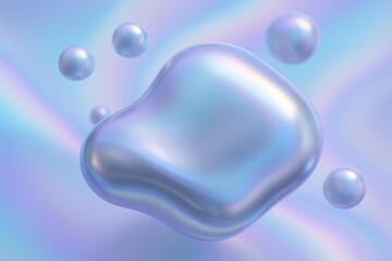 Ethereal Pearlescent Amorphous Forms Floating in Soft Pastel Gradient Light